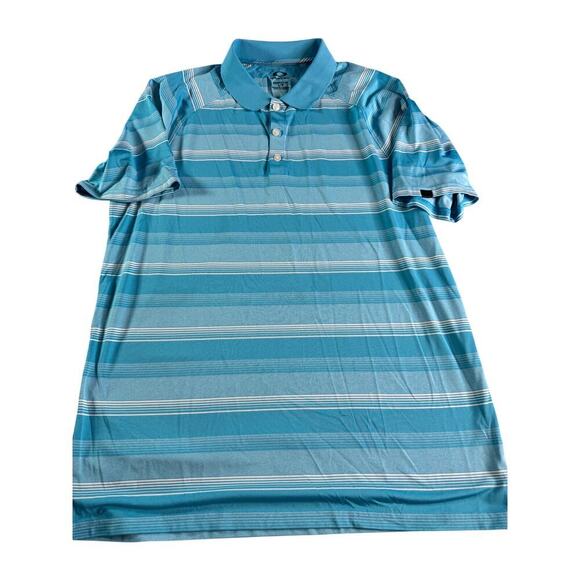 Oakley Other - Oakley Polo Shirt Men’s Large Blue Striped Golf Performance Regular Fit SS